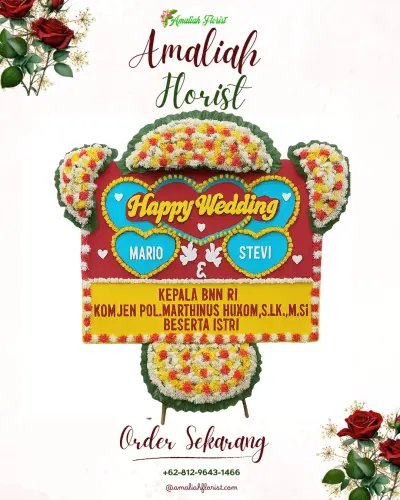 Karangan Papan Bunga Pernikahan di Kedungkebo